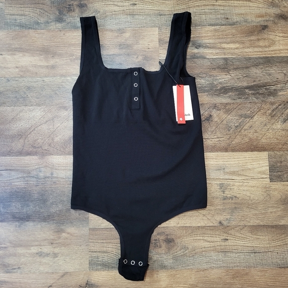 Popilush Black Button Down Sleeveless Tummy Control Tank Top Bodysuit XL/XXL - Picture 4 of 9